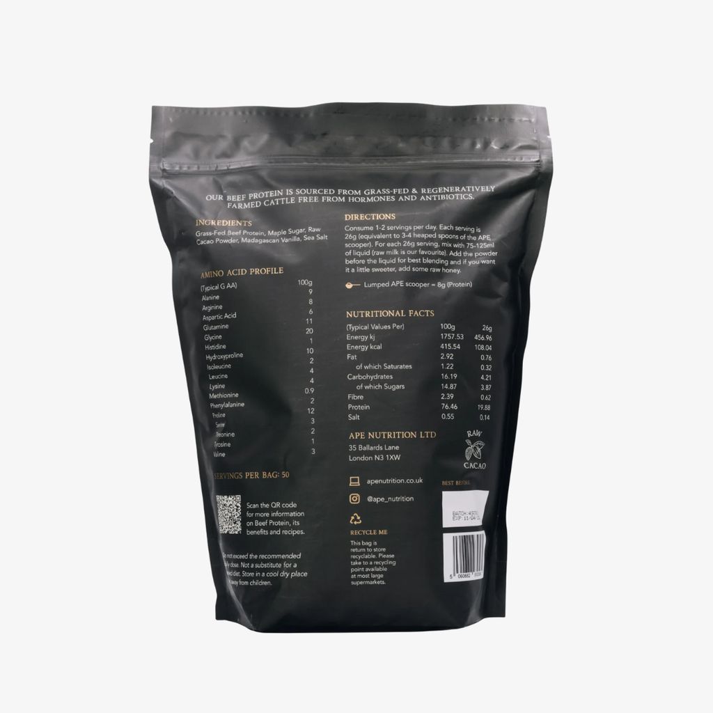 Ape Nutrition Grass-Fed Beef Protein - Raw Cacao & Maple Sea Salt (1.26kg) lifestyle image