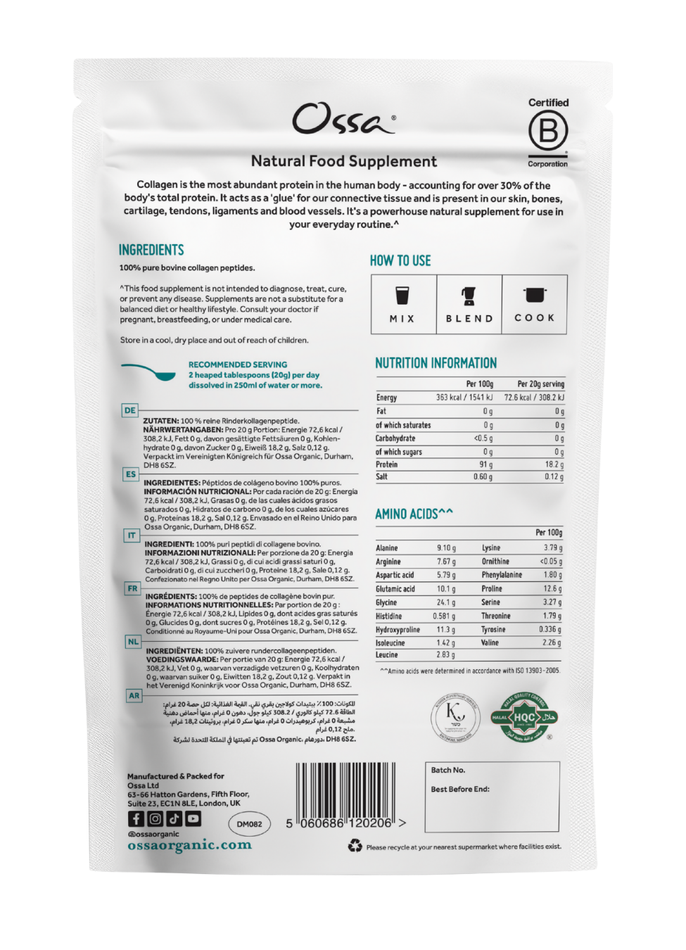 Ossa Organic Grass-Fed Collagen Peptides (400g)